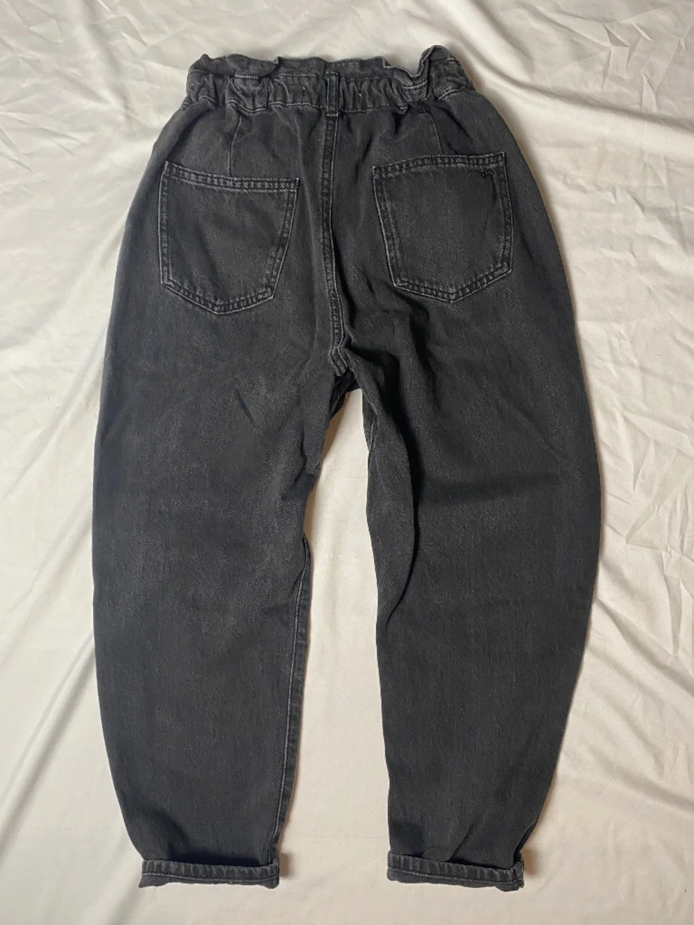 ZARA Black Paper-Bag Women's Jeans High Rise Stretch Waist Size 6